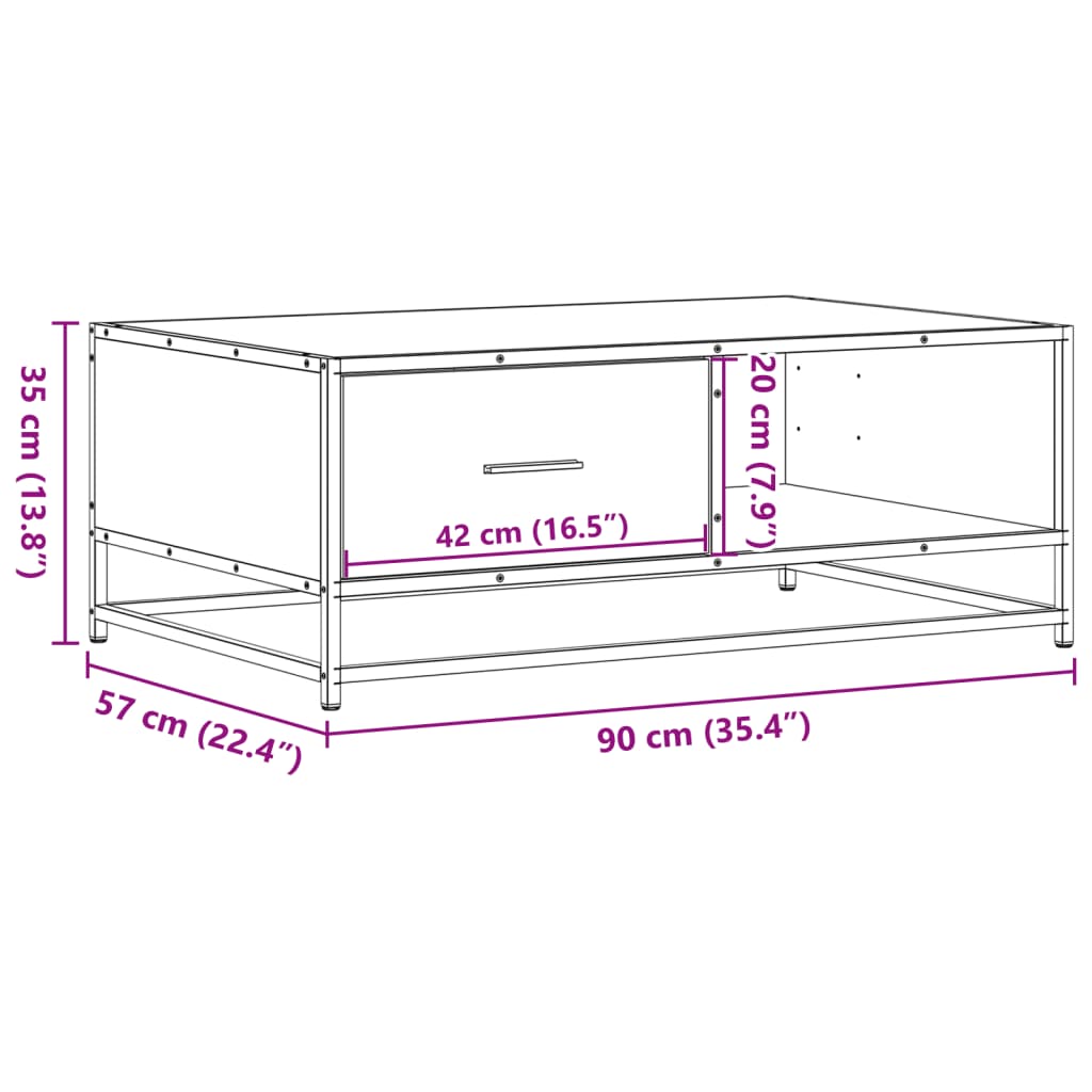 Stolić za kavu boja hrasta sonome 90x57x35 cm od drva i metala