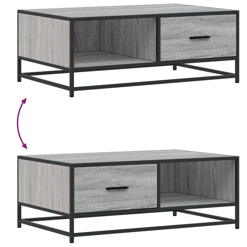 Stolić za kavu siva boja hrasta 90x57x35 cm od drva i metala