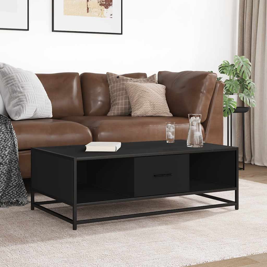 Stolić za kavu crni 100x57x35 cm konstruirano drvo i metal