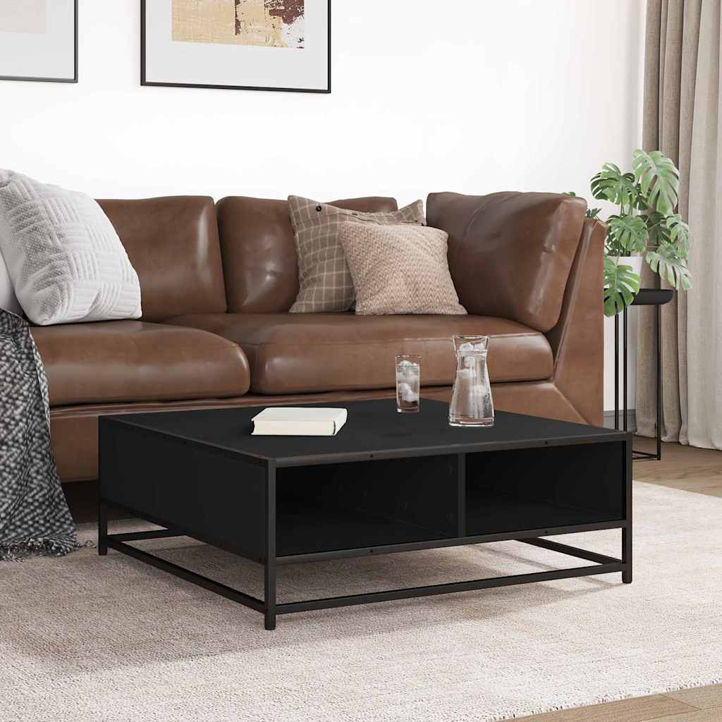 Stolić za kavu crni 80x80x30 cm konstruirano drvo i metal