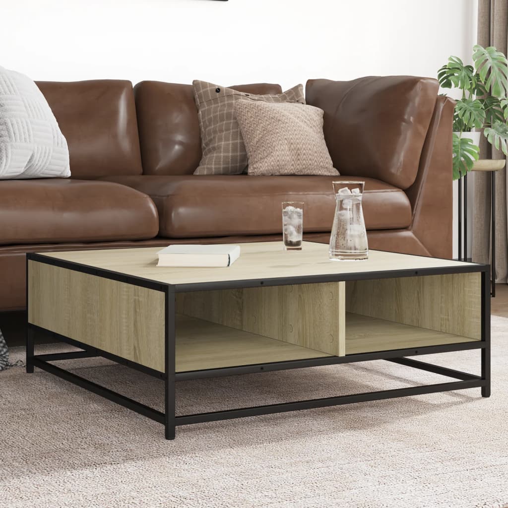 Stol za kavu Sonoma hrast 80x80x30 cm Konstruirano drvo i metal