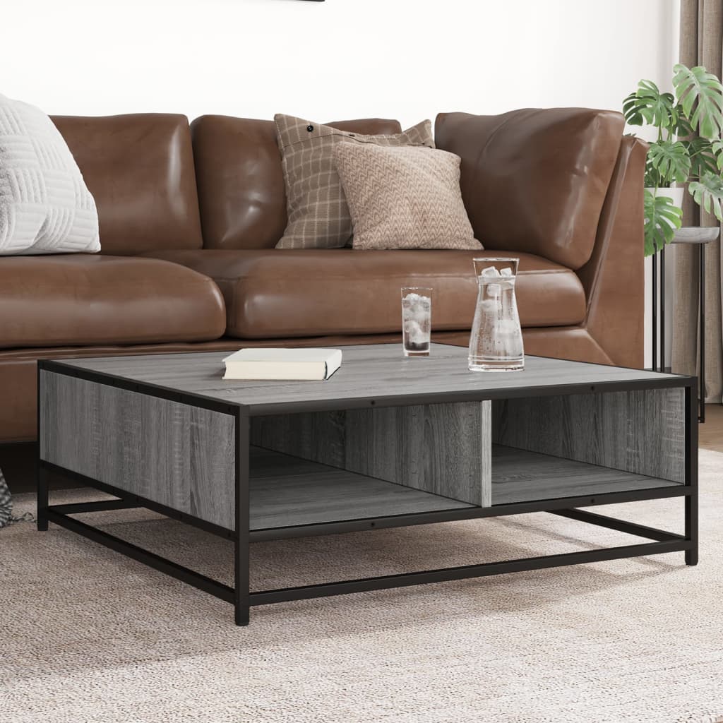 Stol za kavu Sivi Sonoma 80x80x30 cm Konstruirano drvo i metal