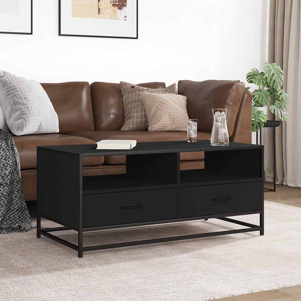 Stolić za kavu crni 100 x 50 x 45 cm konstruirano drvo i metala