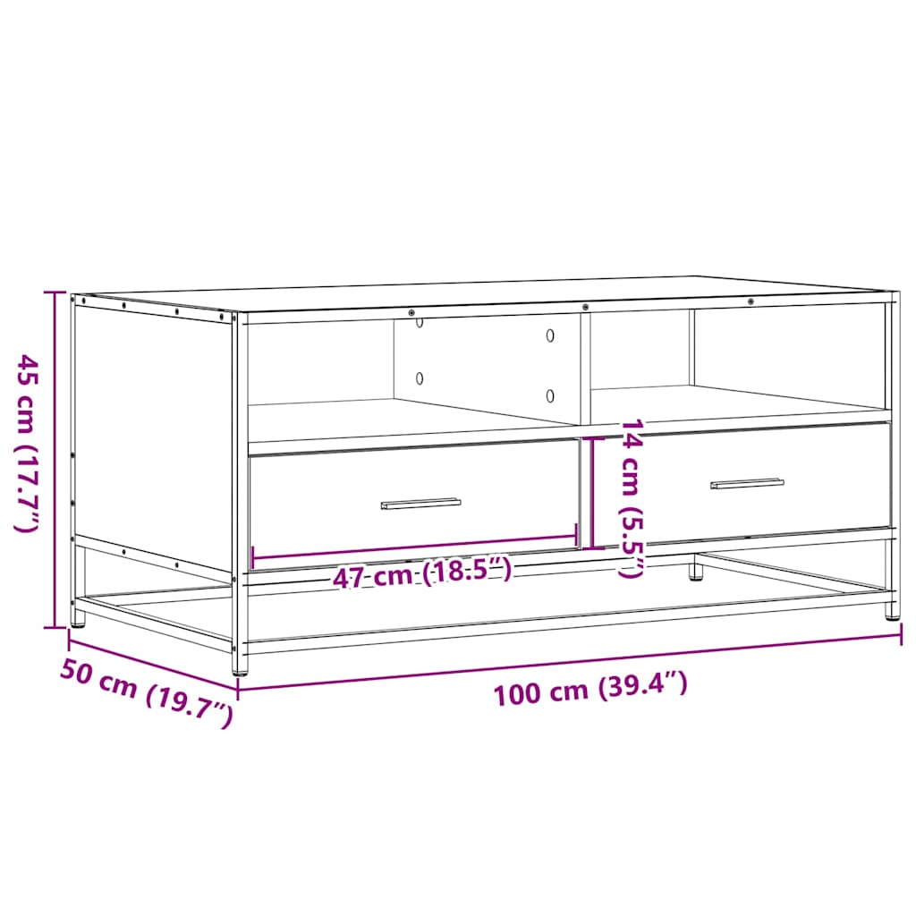 Stolić za kavu crni 100 x 50 x 45 cm konstruirano drvo i metala