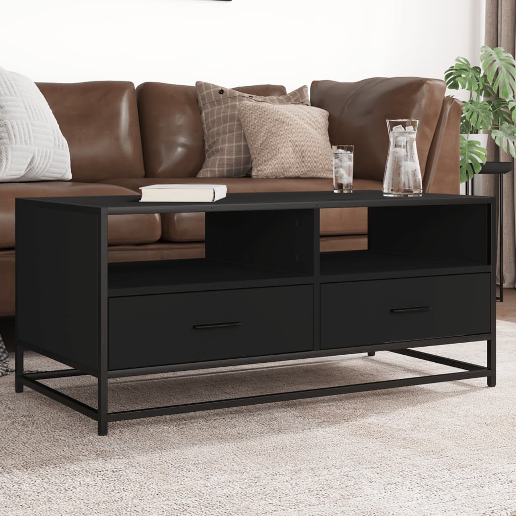 Stolić za kavu crni 100 x 50 x 45 cm konstruirano drvo i metala