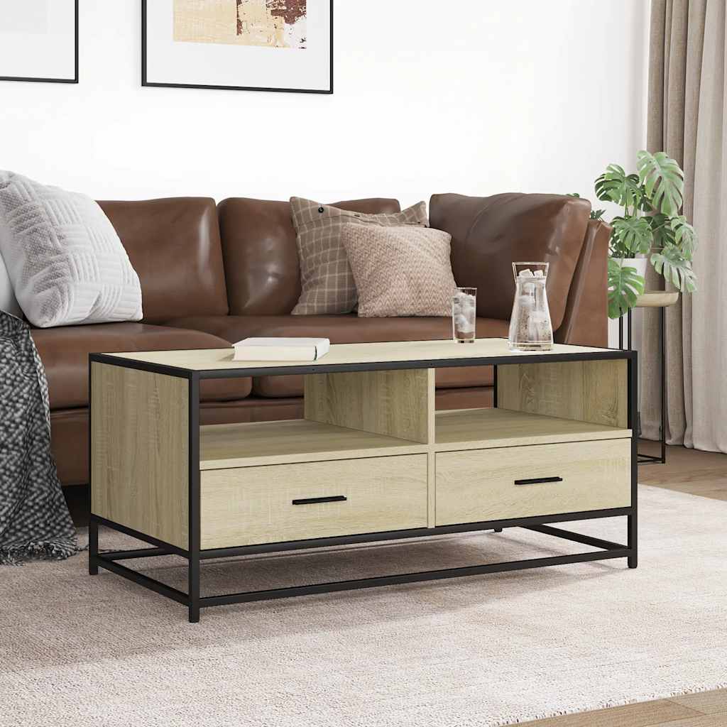 Stolić za kavu boja hrasta 100 x 50 x 45 cm od drva i metala