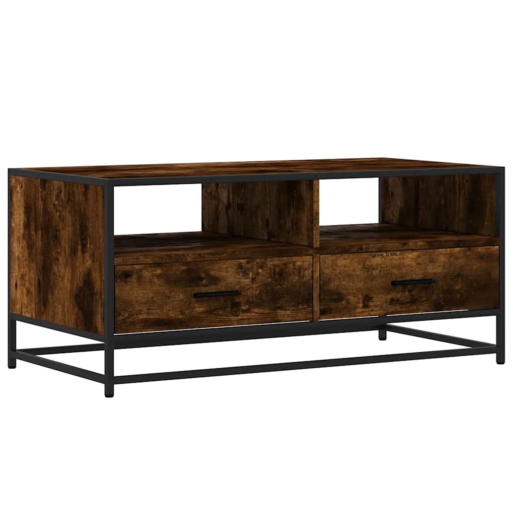Stolić za kavu boja hrasta 100x50x45 cm od drva i metala
