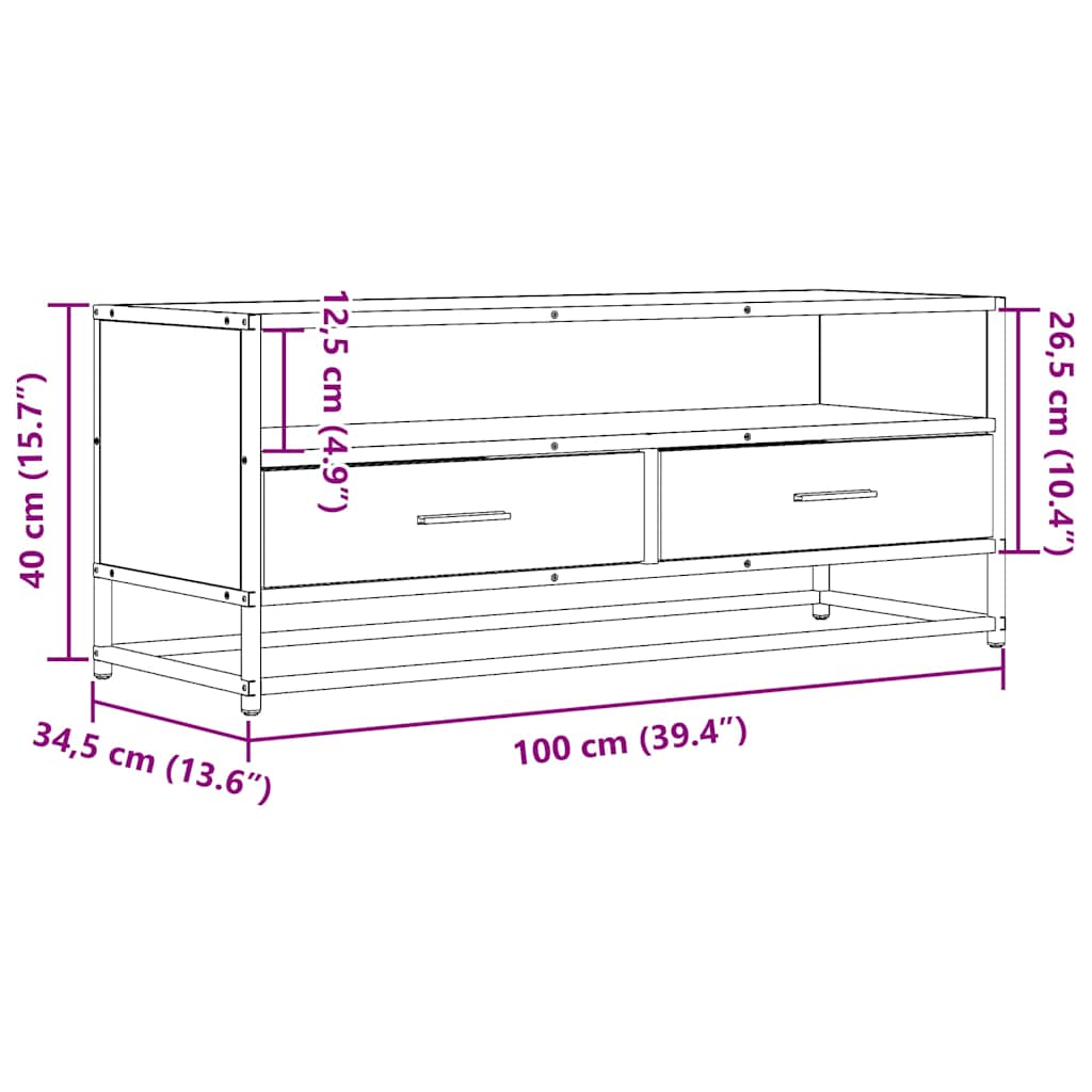 TV ormarić crni 100x34,5x40 cm Konstruirano drvo i metal