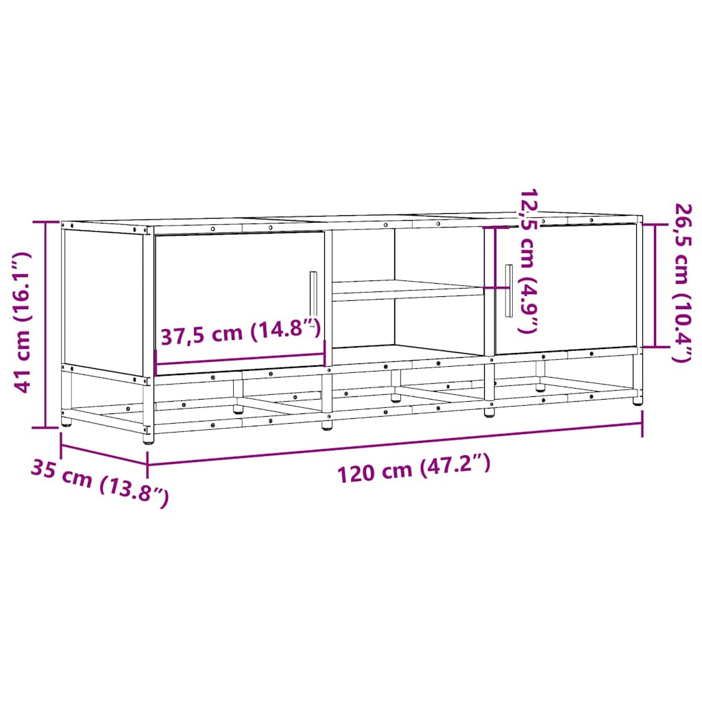 TV ormarić sivi Sonoma 120x35x41 cm Konstruirano drvo i metal