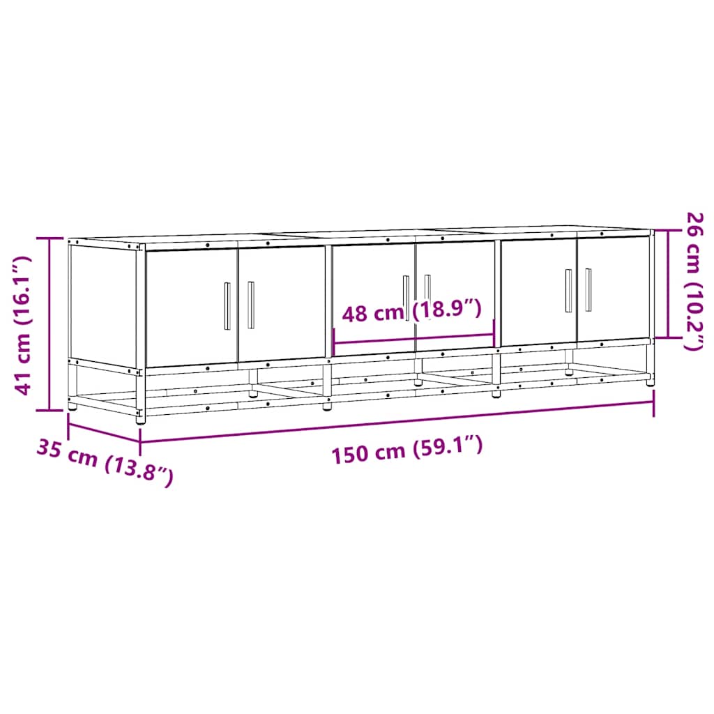 TV ormarić sivi Sonoma 150x35x41 cm Konstruirano drvo i metal