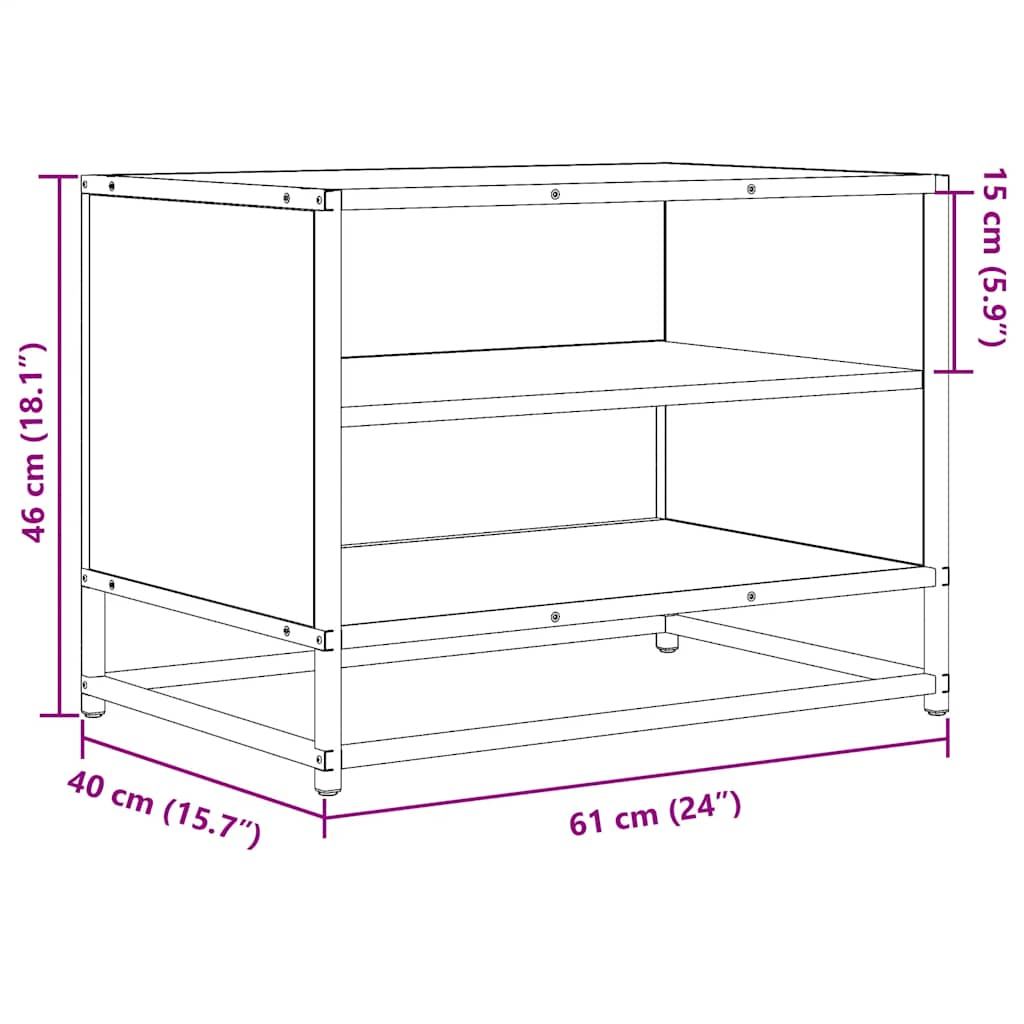 TV ormarić crni 61x40x46 cm Konstruirano drvo i metal