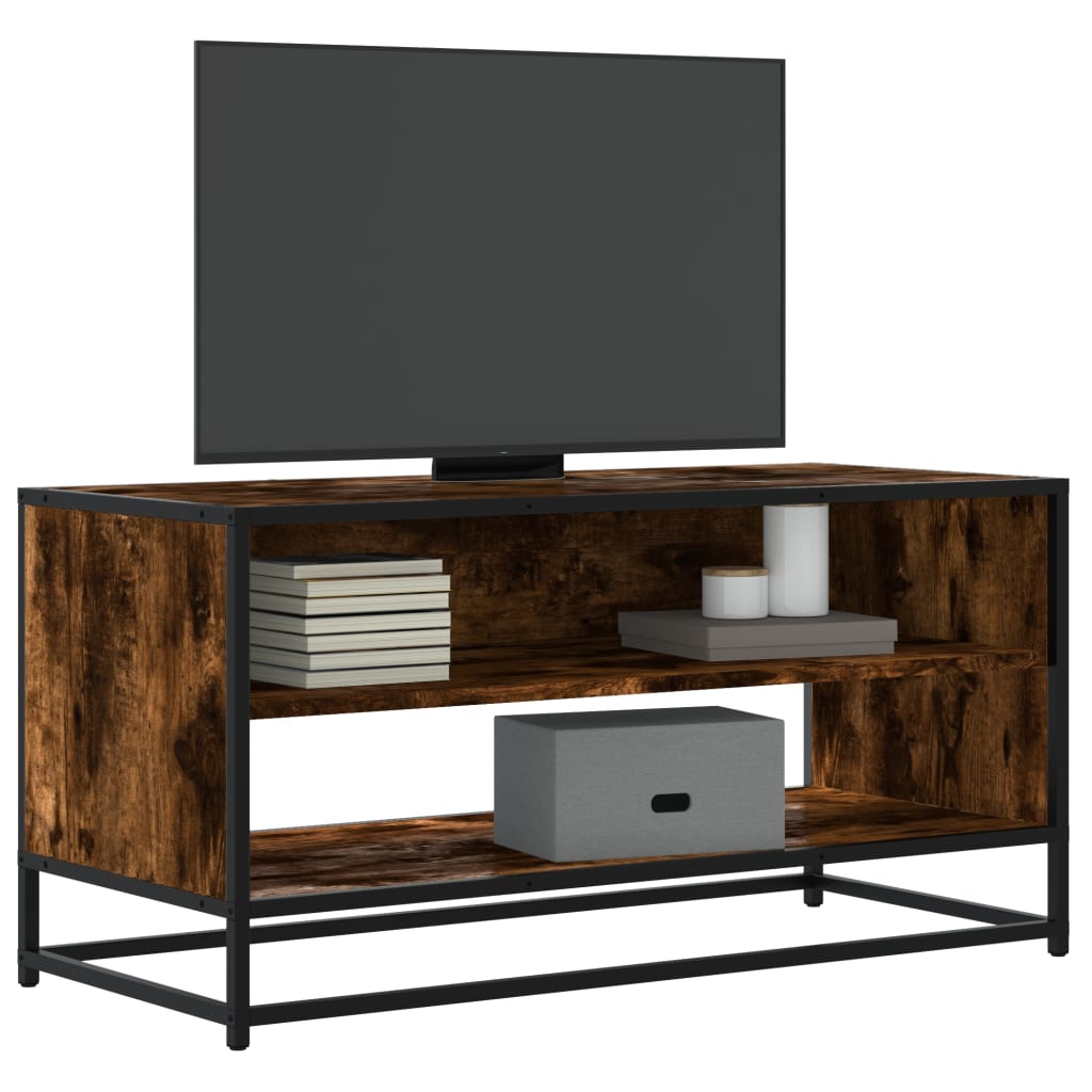 TV ormarić boja hrasta 91x40x46 cm konstruirano drvo i metal