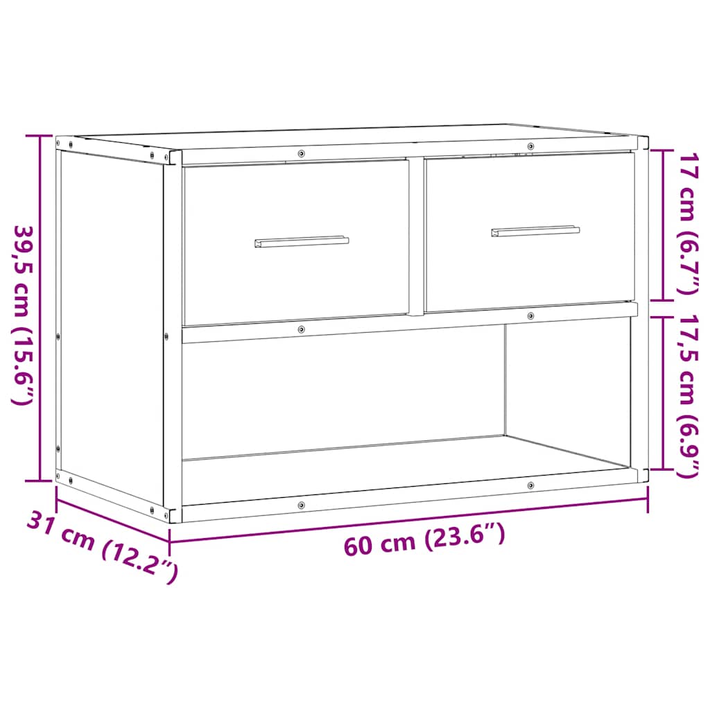 TV ormarić crni 60x31x39,5 cm konstruirano drvo i metal