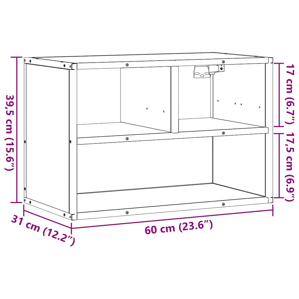 TV ormarić boja hrasta 60x31x39,5 cm konstruirano drvo i metal