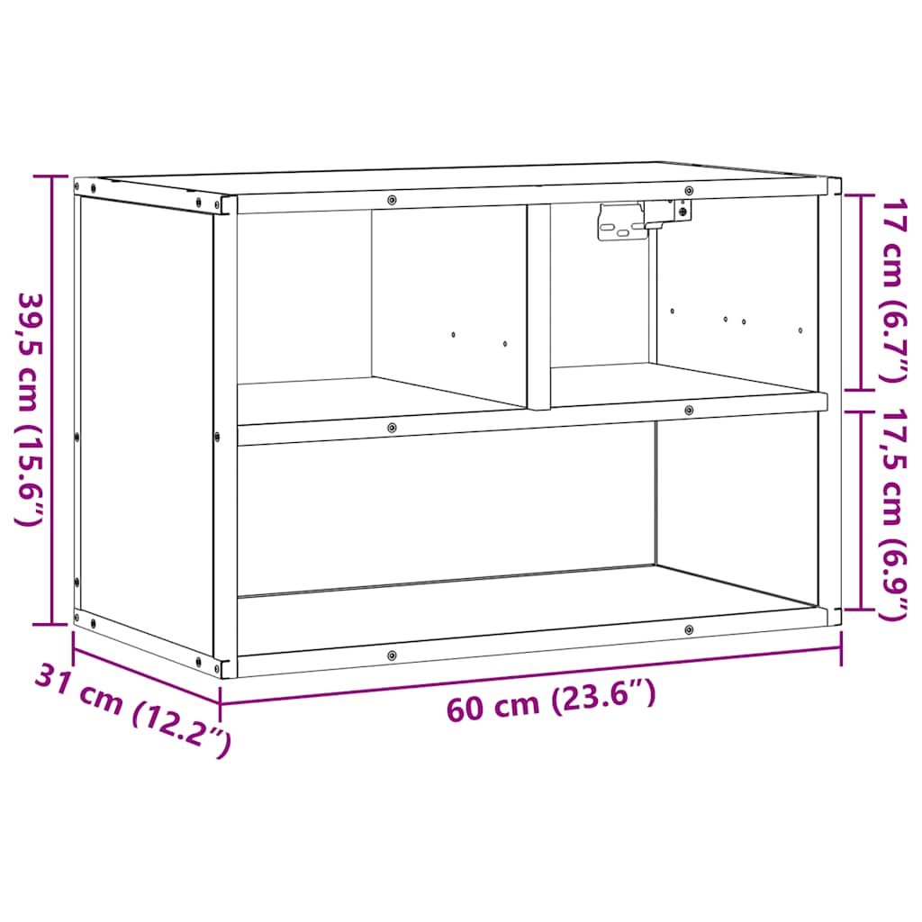 TV ormarić boja hrasta 60x31x39,5 cm konstruirano drvo i metal