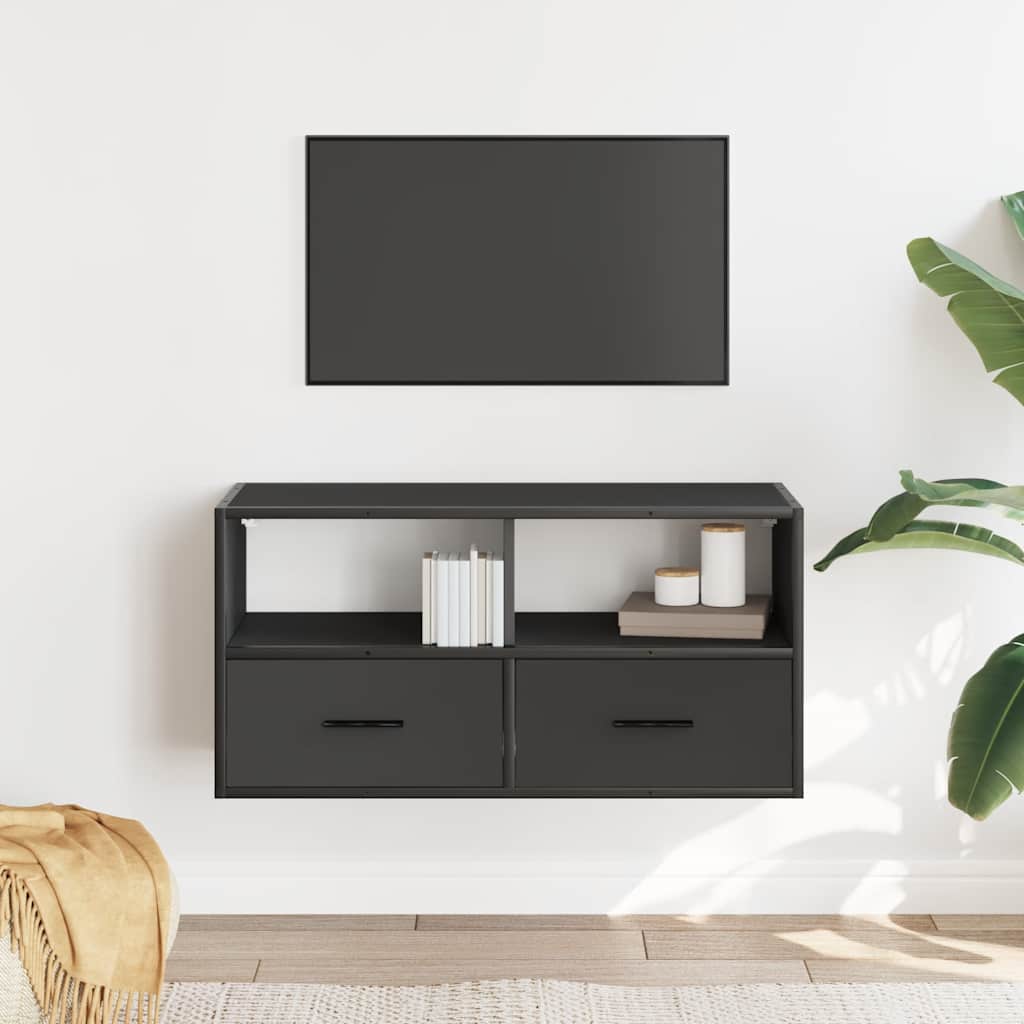 TV ormarić crni 80x31x39,5 cm Konstruirano drvo i metal