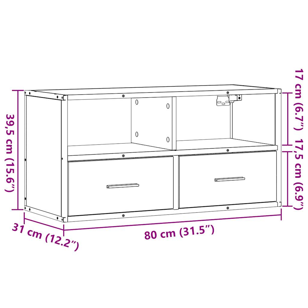 TV ormarić sivi Sonoma 80x31x39,5 cm Konstruirano drvo i metal