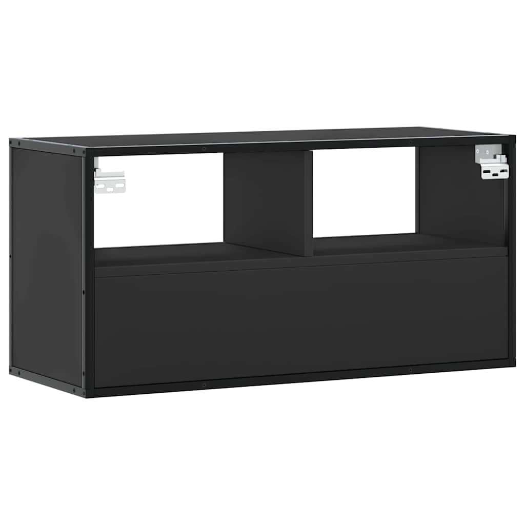 TV ormarić crni 80x31x39,5 cm Konstruirano drvo i metal