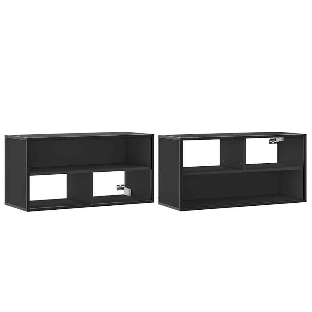 TV ormarić crni 80x31x39,5 cm Konstruirano drvo i metal