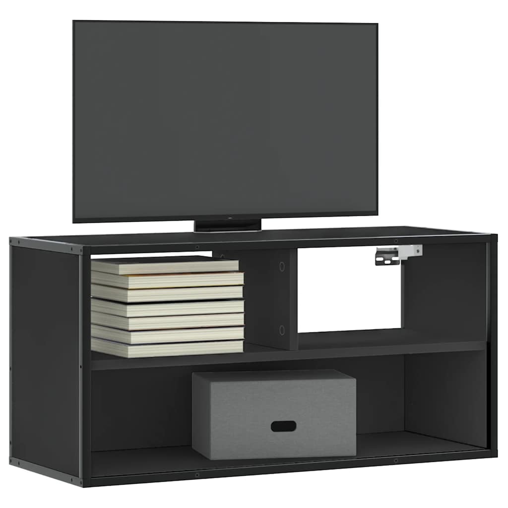 TV ormarić crni 80x31x39,5 cm Konstruirano drvo i metal