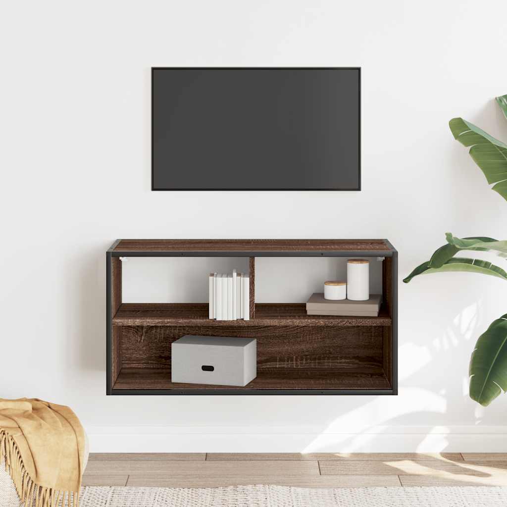 TV ormarić smeđi hrast 80x31x39,5 cm Konstruirano drvo i metal