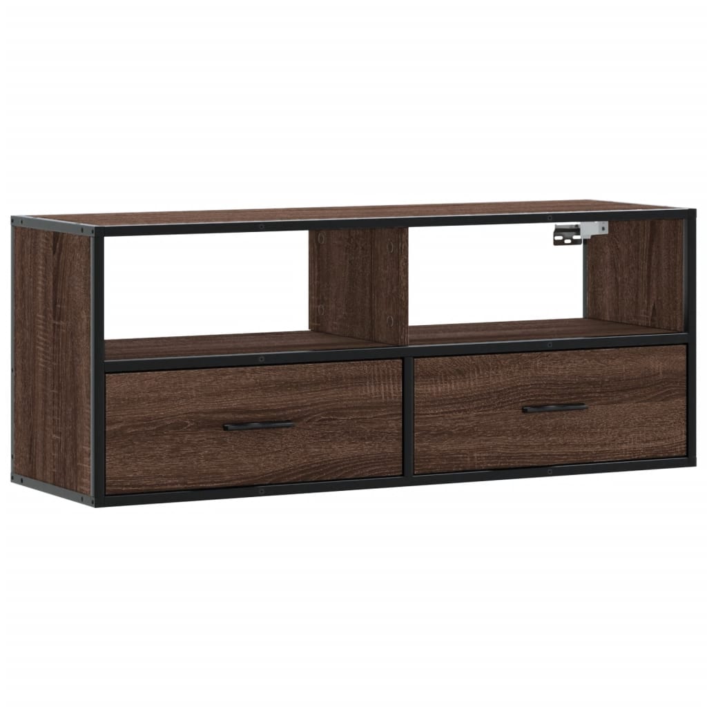 TV ormarić boja hrasta 100x31x39,5 cm konstruirano drvo i metal
