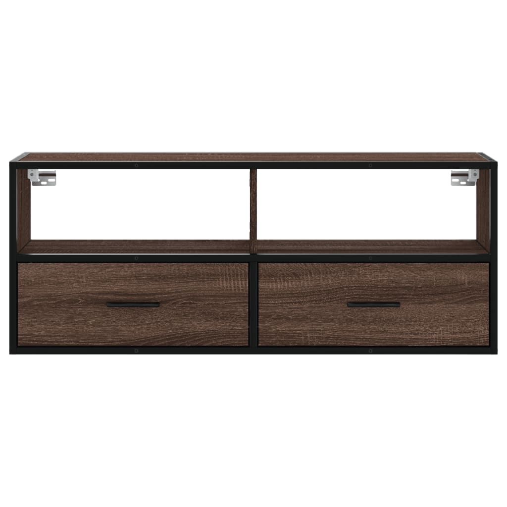TV ormarić boja hrasta 100x31x39,5 cm konstruirano drvo i metal