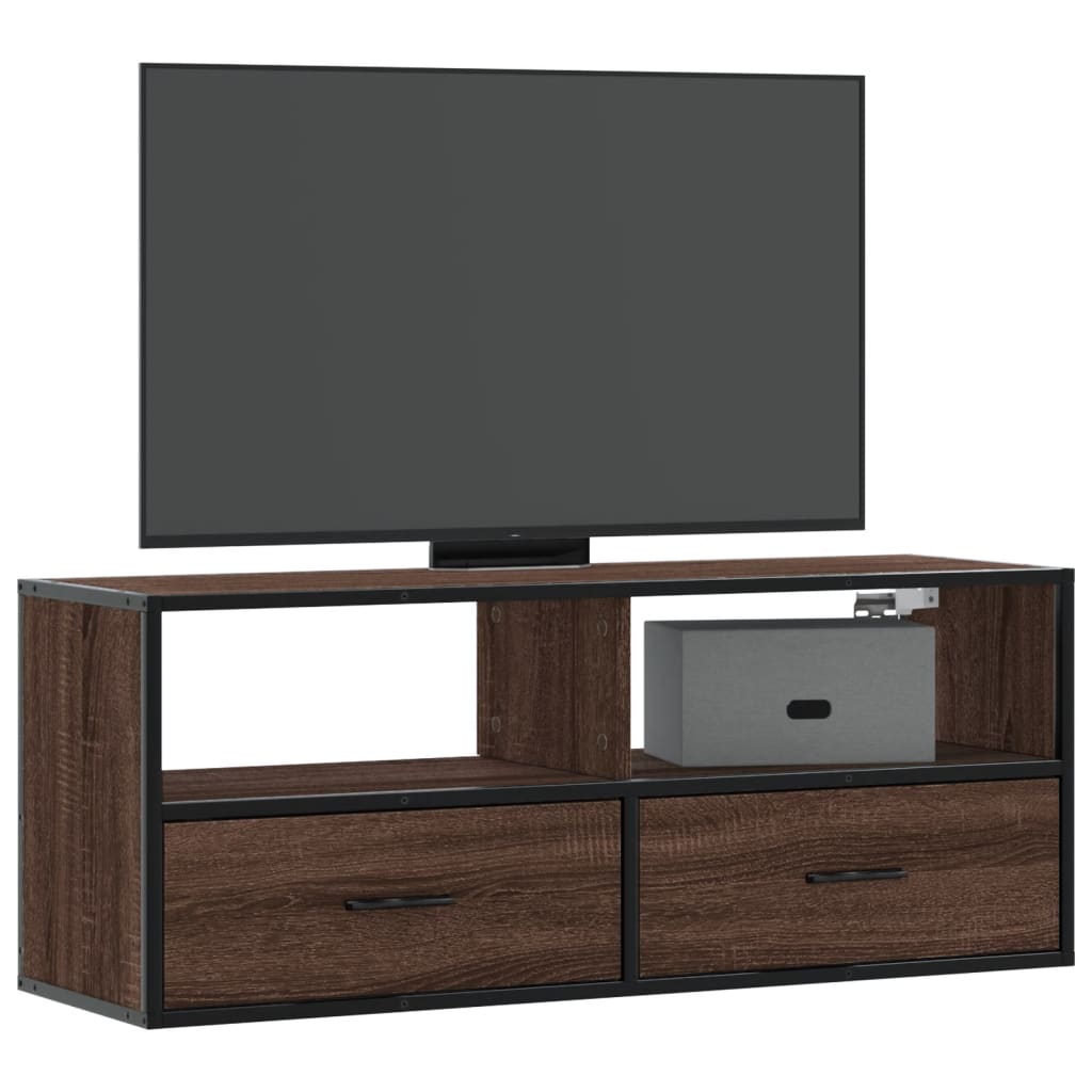 TV ormarić boja hrasta 100x31x39,5 cm konstruirano drvo i metal