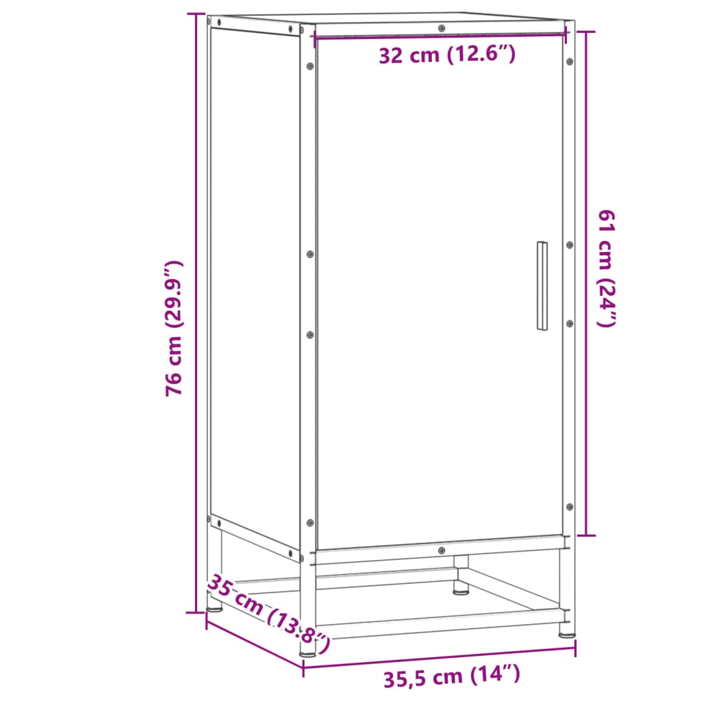 Komoda boja hrasta 35,5x35x76 cm konstruirano drvo i metal