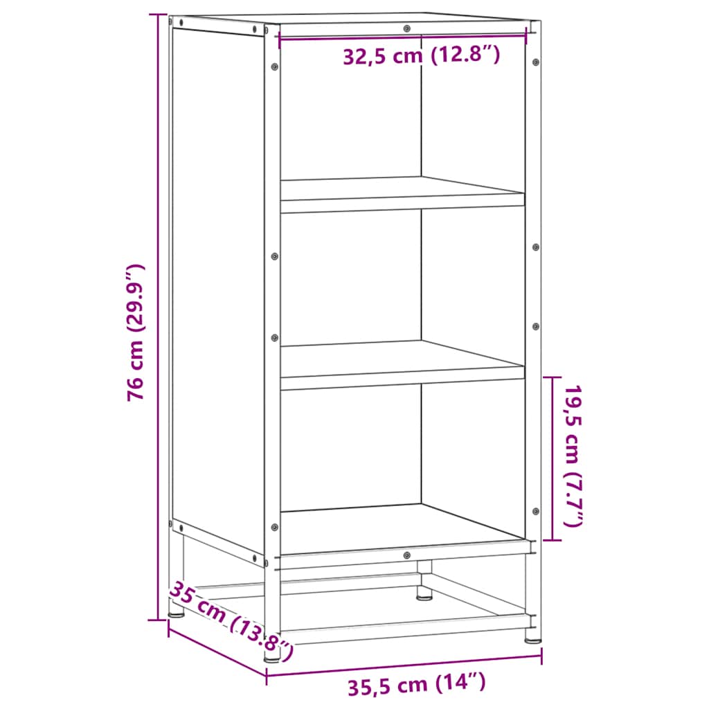 Komoda boja hrasta 35,5x35x76 cm konstruirano drvo i metal