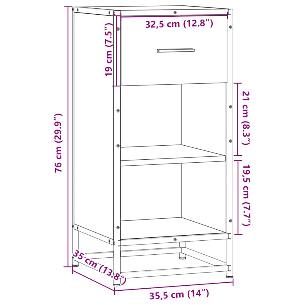 Komoda crna 35,5 x 35 x 76 cm konstruirano drvo i metal