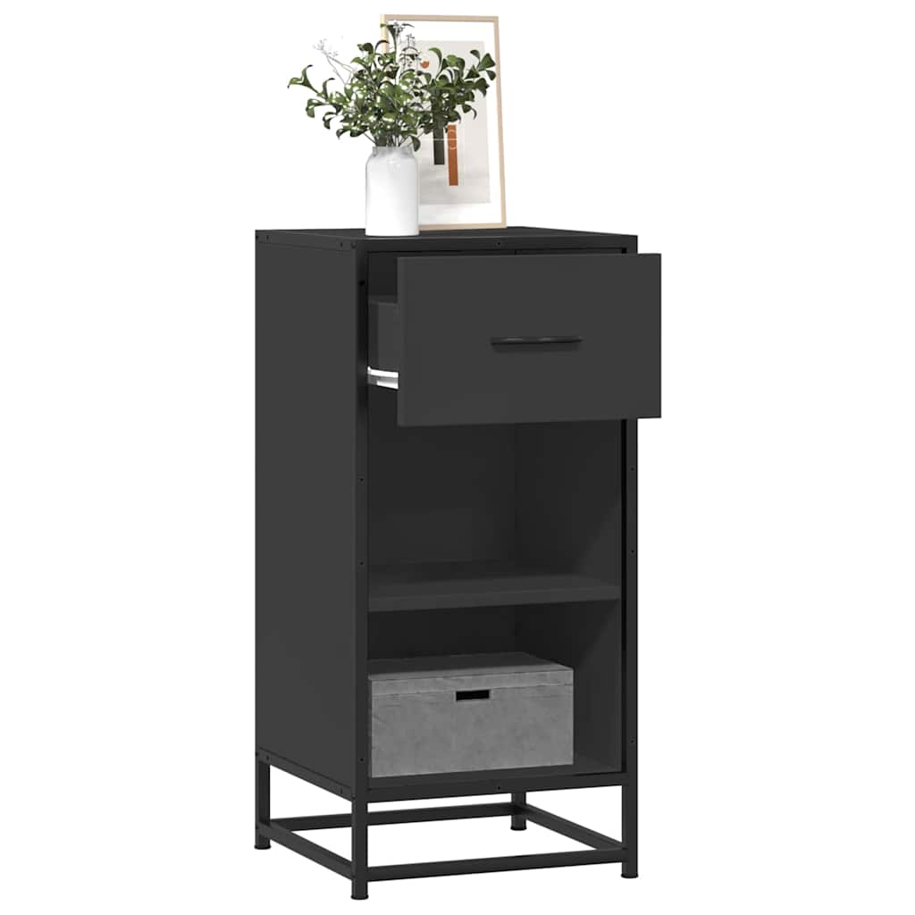 Komoda crna 35,5 x 35 x 76 cm konstruirano drvo i metal