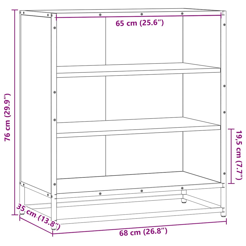 Komoda boja hrasta 68x35x76 cm konstruirano drvo i metal