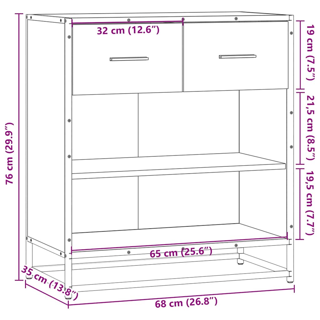 komoda crna 68x35x76 cm konstruirano drvo