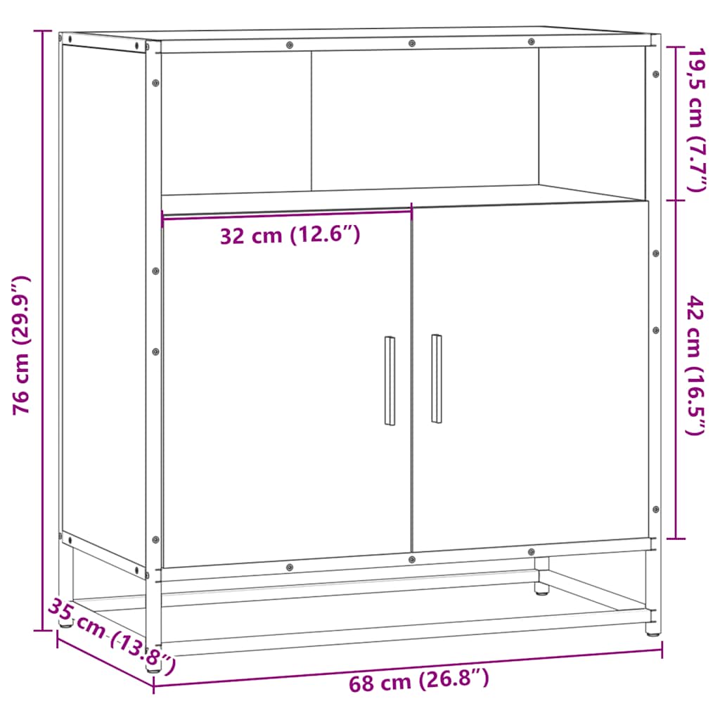 Komoda boja hrasta 68x35x76 cm konstruirano drvo