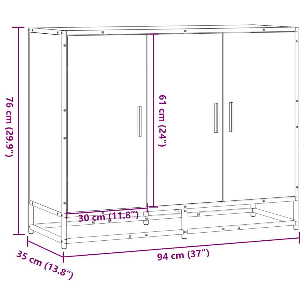 Komoda Siva Sonoma 94x35x76 cm Konstruirano drvo