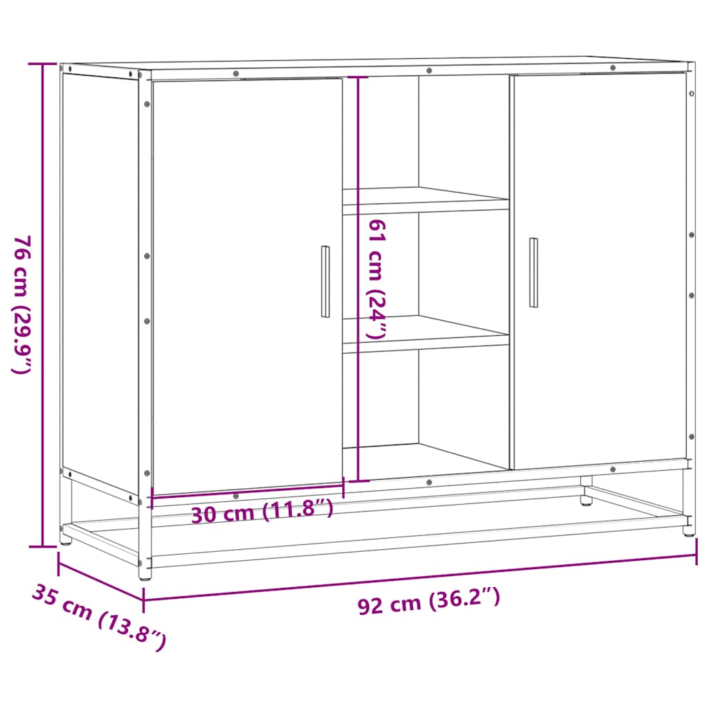 Komoda smeđi hrast 92x35x76 cm izrađeno drvo