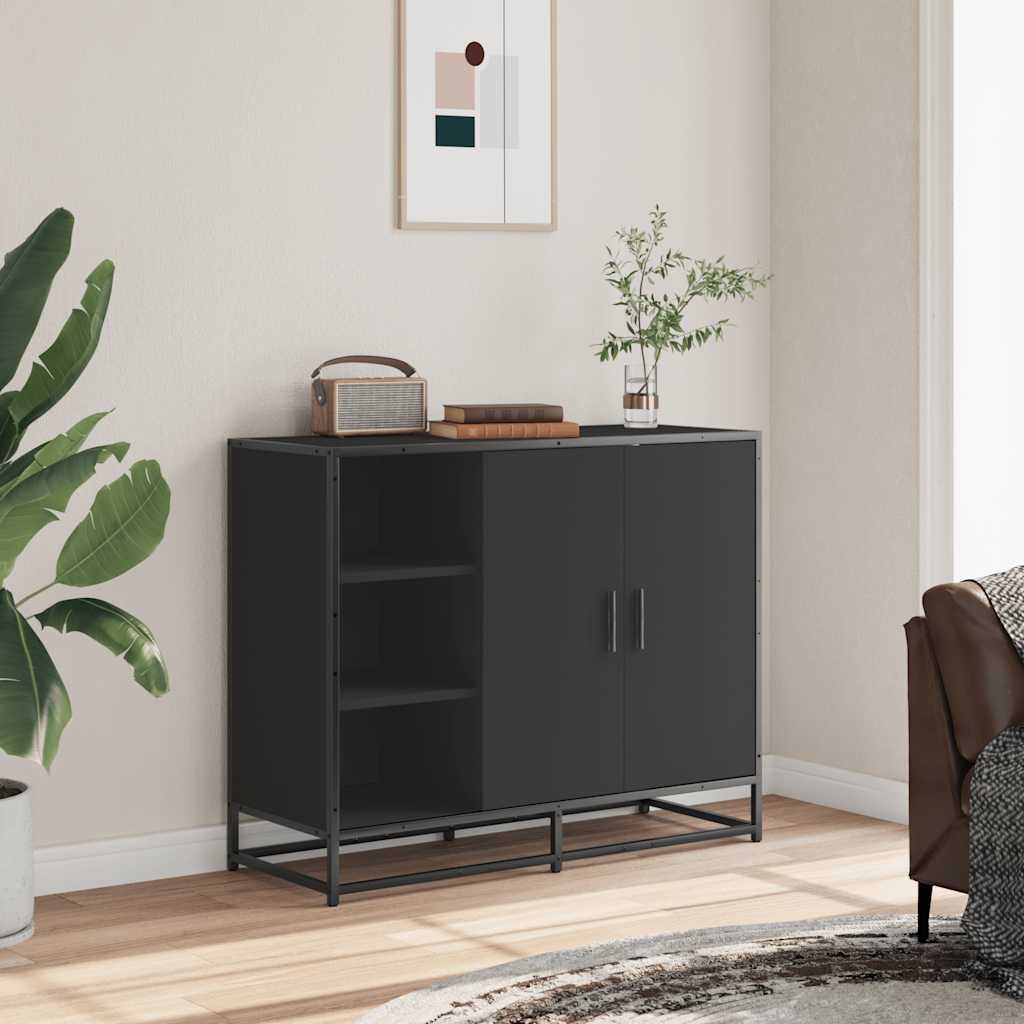 Komoda crna 92x35x76 cm od konstruiranog drva
