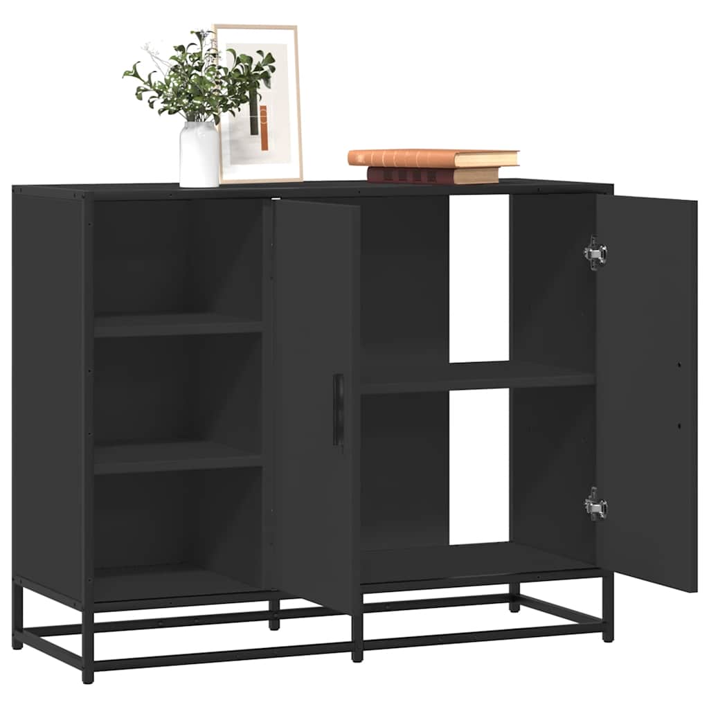 Komoda crna 92x35x76 cm od konstruiranog drva