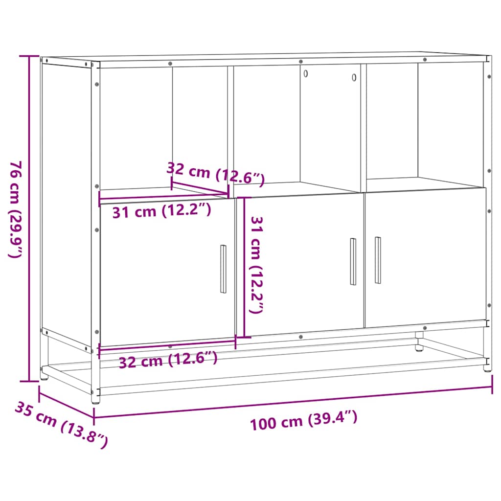 Komoda smeđi hrast 100x35x76 cm konstruirano drvo
