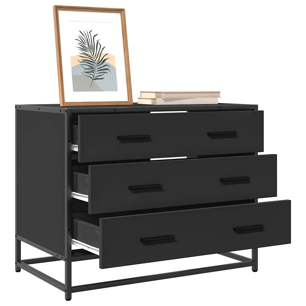 Ormar s ladicama crni 70x41x56 cm izrađeno drvo