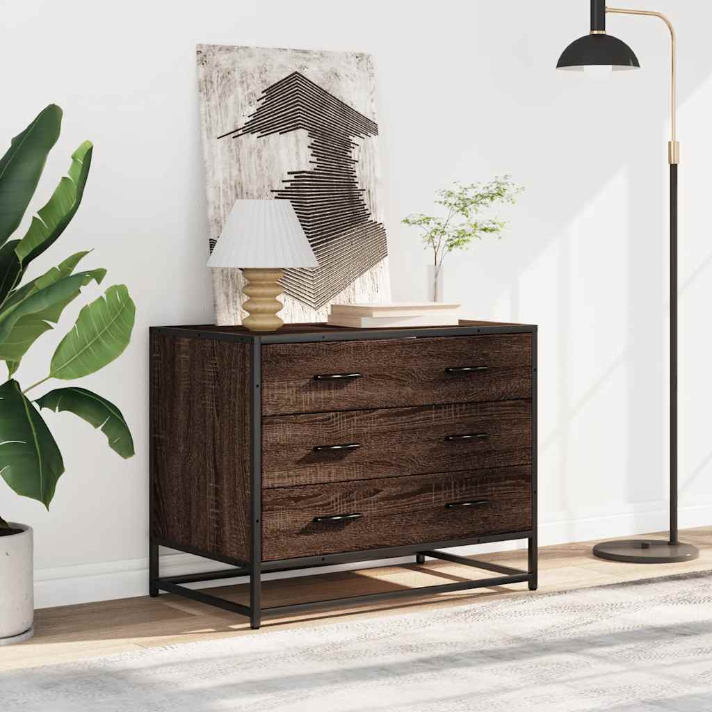 Ormar s ladicama smeđi hrast 70x41x56 cm izrađeno drvo