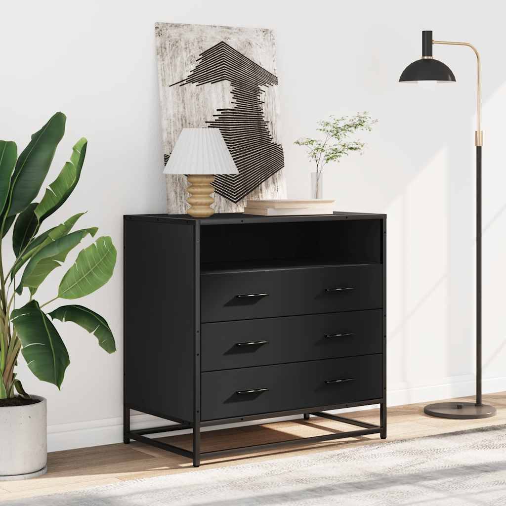 Ormar s ladicama crni 70x41x70 cm izrađeno drvo