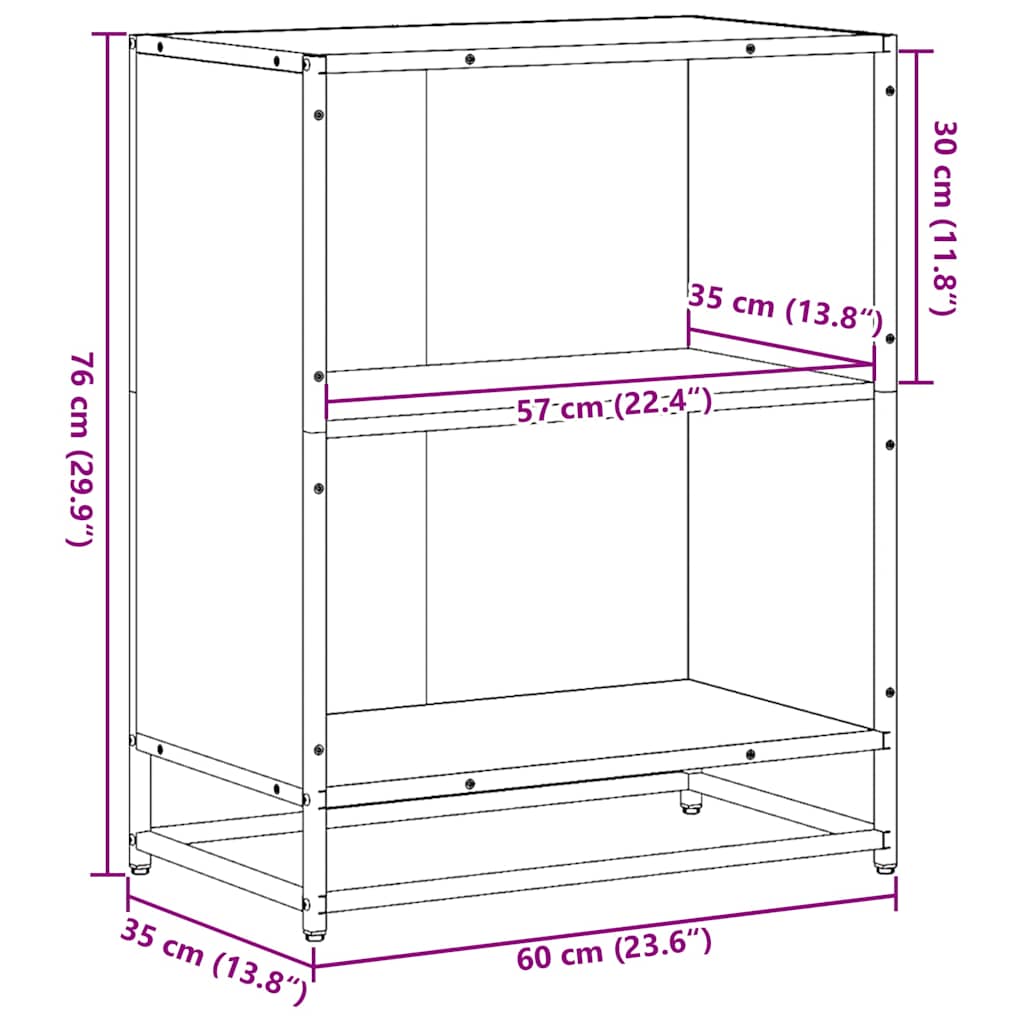 Ormar za knjige sivi sonoma 60x35x76 cm konstruirano drvo