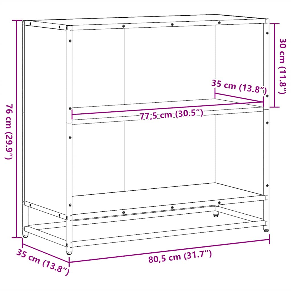 Ormar za knjige sonoma hrast 80,5x35x76 cm konstruirano drvo