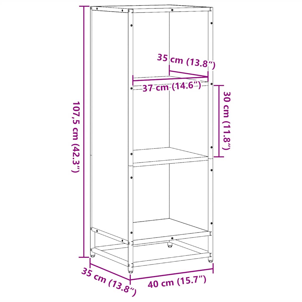 Ormar za knjige sivi sonoma 40x35x107,5 cm izrađeno drvo