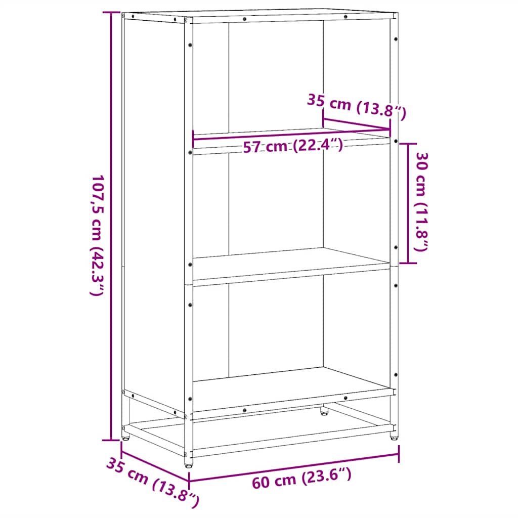 Ormar za knjige crni 60x35x107,5 cm izrađeno drvo