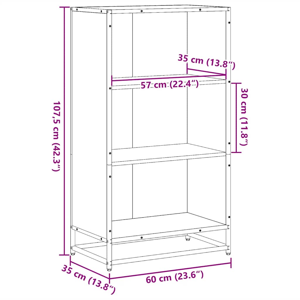 Ormar za knjige sonoma hrast 60x35x107,5 cm izrađeno drvo