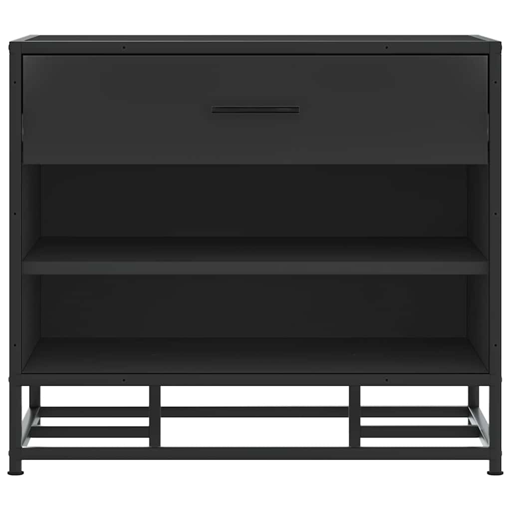 Klupa za cipele crna 60x40x53,5 cm izrađena od drveta i metala
