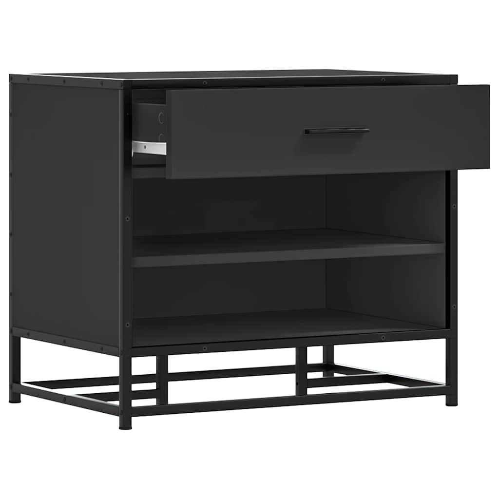 Klupa za cipele crna 60x40x53,5 cm izrađena od drveta i metala